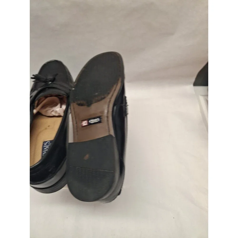 CHAPS Mens Loafer Dress Shoes Black 0968334 Leather Kiltie Tassel Slip On 12M
